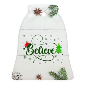 Believe Christmas Santa Holiday Ceramic Bell Ornament