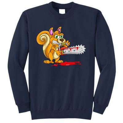 Bloody Chainsaw Spooky Halloween Gift Idea Squirrel Tall Sweatshirt