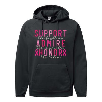 Breast Cancer Support The Fighters Admire The Survivors Performance Fleece Hoodie