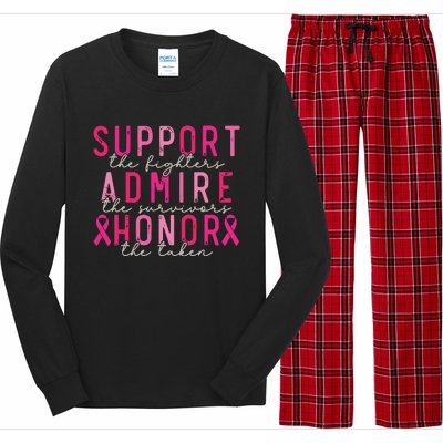 Breast Cancer Support The Fighters Admire The Survivors Long Sleeve Pajama Set