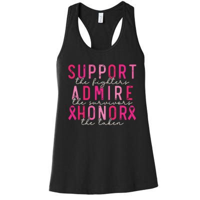 Breast Cancer Support The Fighters Admire The Survivors Women's Racerback Tank