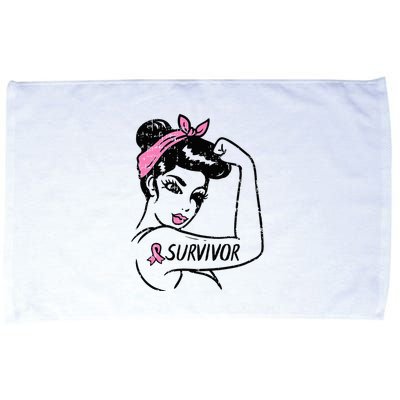 Breast Cancer Survivor Rosie Riveter Pink Awareness Microfiber Hand Towel