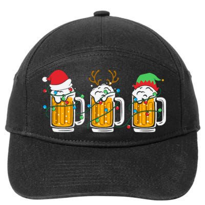 Beer Christmas Santa Reinbeer Christmas Light 7-Panel Snapback Hat