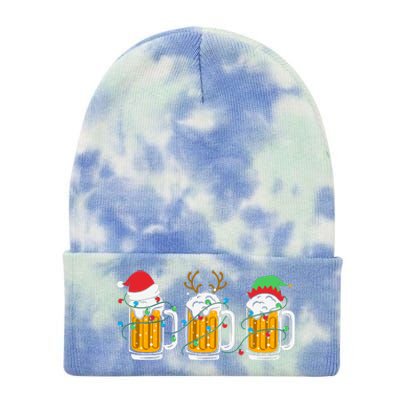 Beer Christmas Santa Reinbeer Christmas Light Tie Dye 12in Knit Beanie