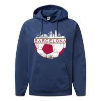 Barcelona City Skyline Soccer Sports Fans Cool Performance Fleece Hoodie