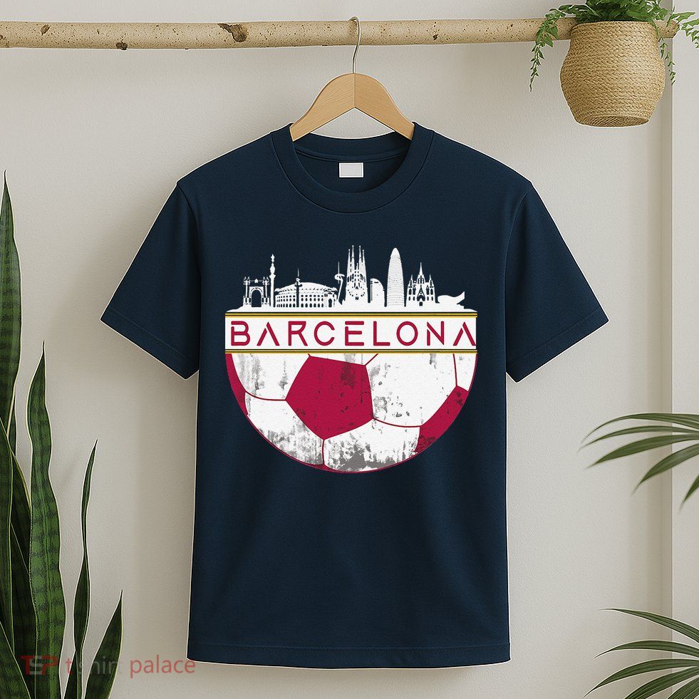 Barcelona City Skyline Soccer Sports Fans Cool T-Shirt