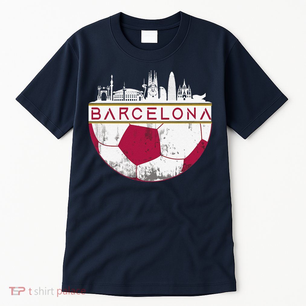 Barcelona City Skyline Soccer Sports Fans Cool Tall T-Shirt