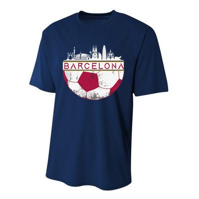 Barcelona City Skyline Soccer Sports Fans Cool Performance Sprint T-Shirt