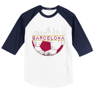 Barcelona City Skyline Soccer Sports Fans Cool Baseball Sleeve Shirt