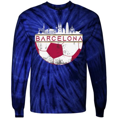 Barcelona City Skyline Soccer Sports Fans Cool Tie-Dye Long Sleeve Shirt