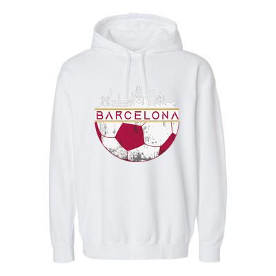 Barcelona City Skyline Soccer Sports Fans Cool Garment-Dyed Fleece Hoodie