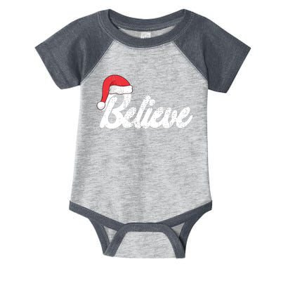 Believe Christmas Santa Holiday Vintage Retro Infant Baby Jersey Bodysuit