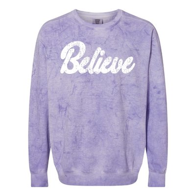 Believe Christmas Santa Holiday Vintage Retro Colorblast Crewneck Sweatshirt