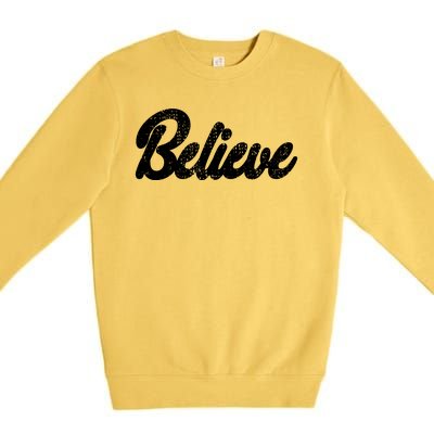 Believe Christmas Santa Holiday Vintage Retro Premium Crewneck Sweatshirt