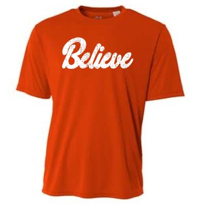 Believe Christmas Santa Holiday Vintage Retro Cooling Performance Crew T-Shirt