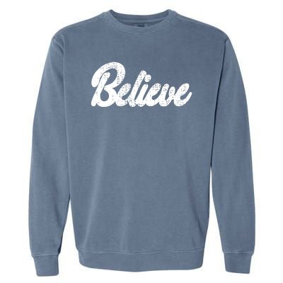 Believe Christmas Santa Holiday Vintage Retro Garment-Dyed Sweatshirt