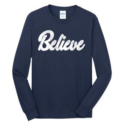 Believe Christmas Santa Holiday Vintage Retro Tall Long Sleeve T-Shirt