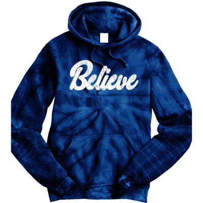 Believe Christmas Santa Holiday Vintage Retro Tie Dye Hoodie