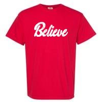 Believe Christmas Santa Holiday Vintage Retro Garment-Dyed Heavyweight T-Shirt