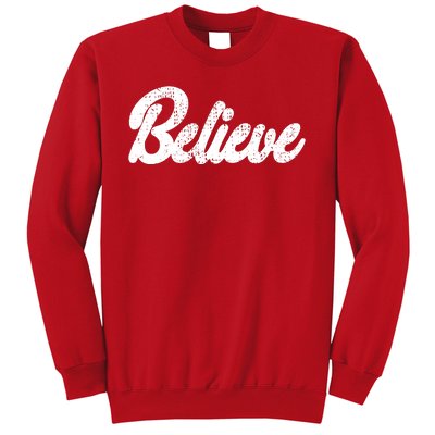 Believe Christmas Santa Holiday Vintage Retro Sweatshirt