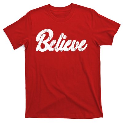 Believe Christmas Santa Holiday Vintage Retro T-Shirt