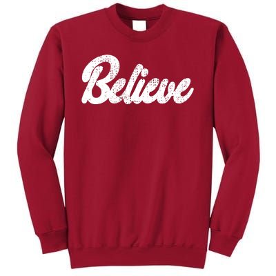 Believe Christmas Santa Holiday Vintage Retro Tall Sweatshirt