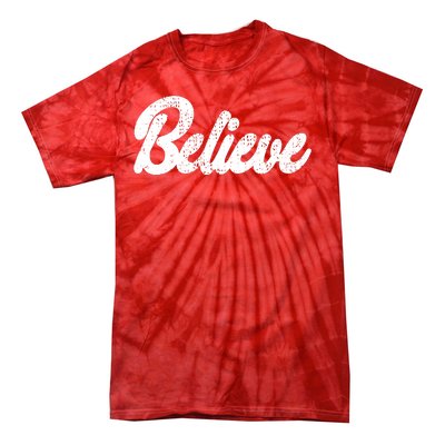 Believe Christmas Santa Holiday Vintage Retro Tie-Dye T-Shirt