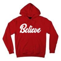 Believe Christmas Santa Holiday Vintage Retro Tall Hoodie