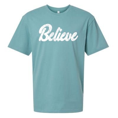 Believe Christmas Santa Holiday Vintage Retro Sueded Cloud Jersey T-Shirt