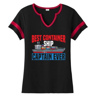 Best Container Ship Captain Ever Maritime Cargo Ship Gift Ladies Halftime Notch Neck Tee