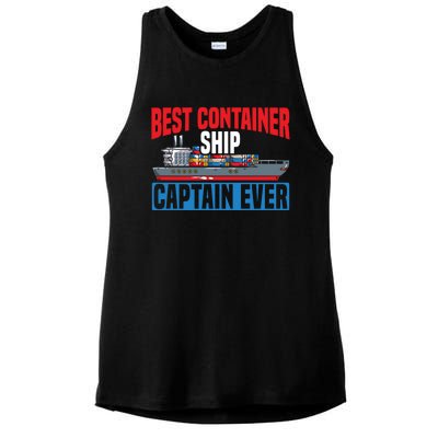 Best Container Ship Captain Ever Maritime Cargo Ship Gift Ladies PosiCharge Tri-Blend Wicking Tank