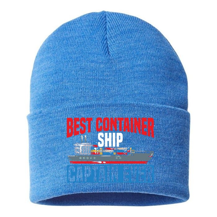 Best Container Ship Captain Ever Maritime Cargo Ship Gift Sustainable Knit Beanie