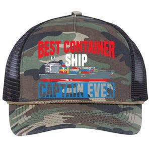 Best Container Ship Captain Ever Maritime Cargo Ship Gift Retro Rope Trucker Hat Cap