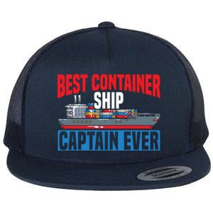 Best Container Ship Captain Ever Maritime Cargo Ship Gift Flat Bill Trucker Hat