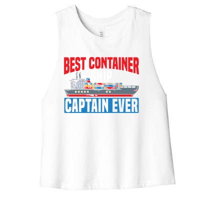 Best Container Ship Captain Ever Maritime Cargo Ship Gift Women's Racerback Cropped Tank