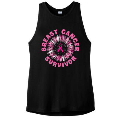 Breast Cancer Survivor Pink Ribbon Ladies PosiCharge Tri-Blend Wicking Tank