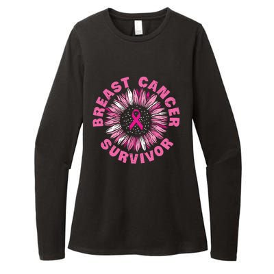 Breast Cancer Survivor Pink Ribbon Womens CVC Long Sleeve Shirt