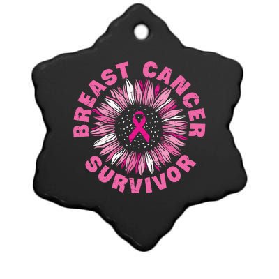 Breast Cancer Survivor Pink Ribbon Ceramic Star Ornament