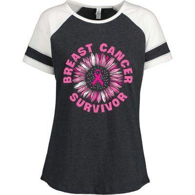 Breast Cancer Survivor Pink Ribbon Enza Ladies Jersey Colorblock Tee