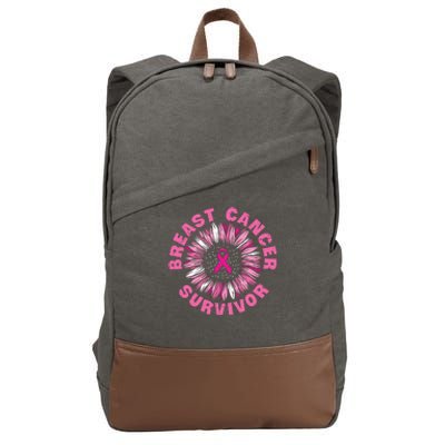 Breast Cancer Survivor Pink Ribbon Cotton Canvas Backpack