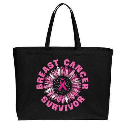 Breast Cancer Survivor Pink Ribbon Cotton Canvas Jumbo Tote