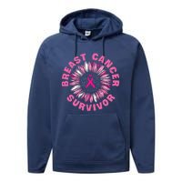 Breast Cancer Survivor Pink Ribbon Performance Fleece Hoodie