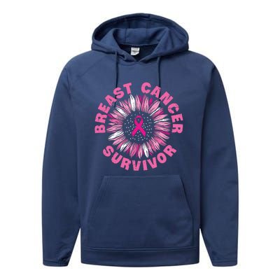 Breast Cancer Survivor Pink Ribbon Performance Fleece Hoodie