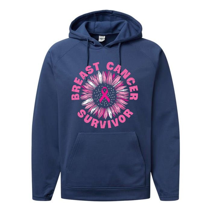 Breast Cancer Survivor Pink Ribbon Performance Fleece Hoodie