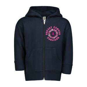 Breast Cancer Survivor Pink Ribbon Toddler Zip Fleece Hoodie