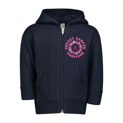 Breast Cancer Survivor Pink Ribbon Toddler Zip Fleece Hoodie