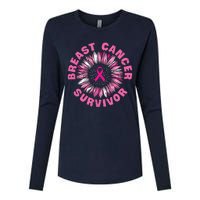 Breast Cancer Survivor Pink Ribbon Womens Cotton Relaxed Long Sleeve T-Shirt