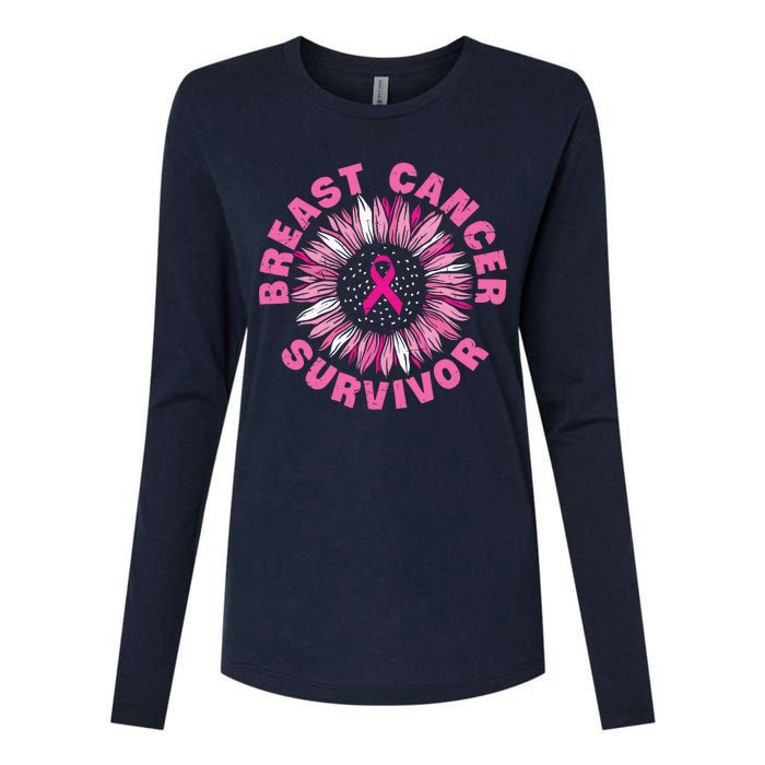 Breast Cancer Survivor Pink Ribbon Womens Cotton Relaxed Long Sleeve T-Shirt