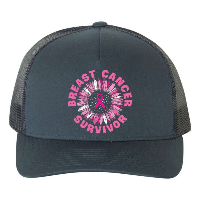 Breast Cancer Survivor Pink Ribbon Yupoong Adult 5-Panel Trucker Hat