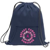 Breast Cancer Survivor Pink Ribbon Sweatshirt Cinch Pack Bag